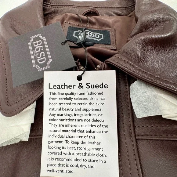 NEW BGSD Lambskin Leather Jacket Miranda Sz XL Dark Chocolate Brown Full Zip NWT - Picture 6 of 15